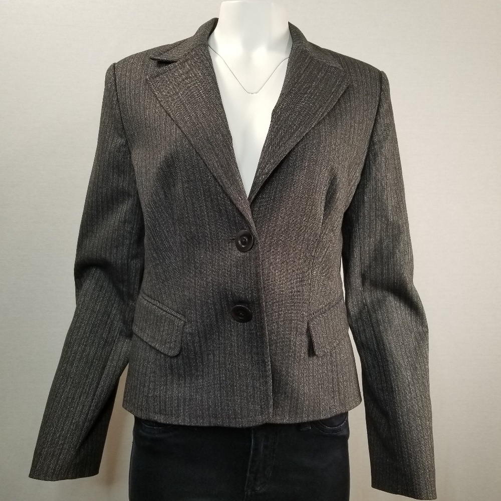 CASLON Women's Gray Strip Blazer Sz 14